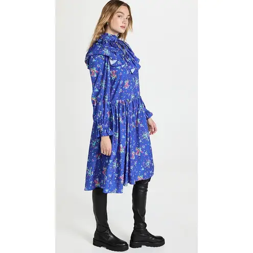 Andersson Bell Flower Bear Print Ruffle Dress Size XS Blue