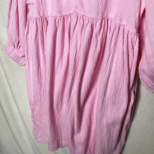 Petal and Pup  Ermias Long Balloon Sleeve Mini Smock Dress Textured Pink Size 2