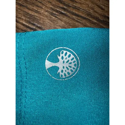 HH WORKS by Healing Hands Teal Scrub Top Short Sleeve Med "Cheers Healing Angel" Blue