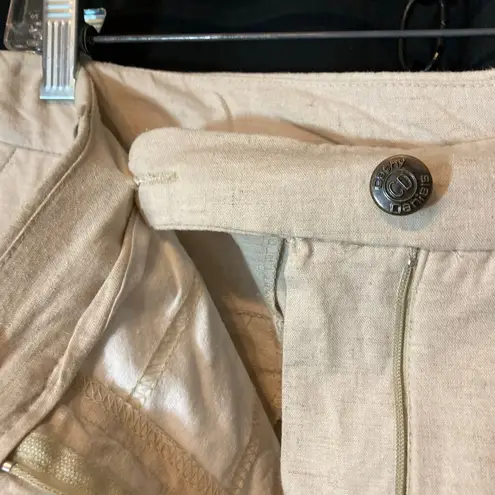 Cathy Daniels Linen Blend Beige Cream Capri High Rise Cropped Ankle Pants - Image 7