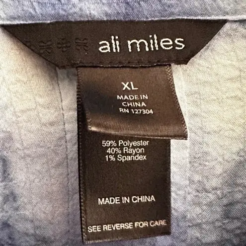 Ali Miles Tie Dye Tunic Blouse Size XL Crinkle Blue White
