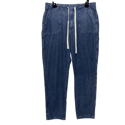 J.Crew Womens Tie waist camp pant in indigo dyed corduroy Size M Blue Size M