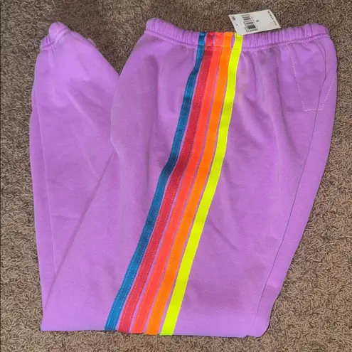 Aviator Nation NWT 5 Stripe Sweatpant in Neon Purple & Neon Stripe REVOLVE small - Image 8