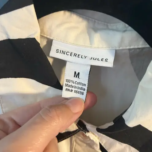 Sincerely Jules 3/4 Sleeve Cream/Black Swirls Mini Swing Dress | Women’s Sz Med Black