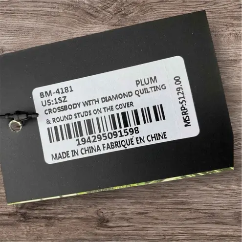 Badgley Mischka NWT convertible Crossbody Purse Bag w/Diamond Quilting; Plum