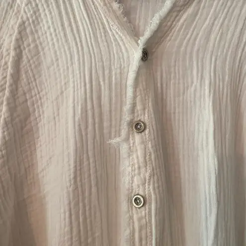 We The Free  White Gauze Oversized Flowy Button Down Shirt Women's size Small - Image 5