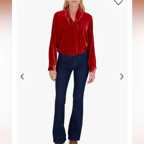 L'Agence L’Agence Red Crushed Velvet Blouse XS Holiday