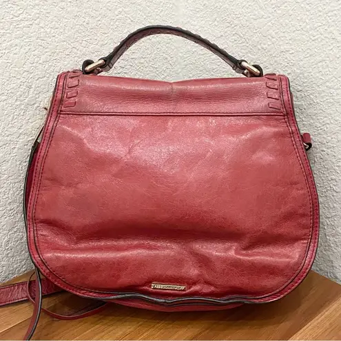 Rebecca Minkoff  Muted Red Vanity Distressed Leather Saddle Bag Crossbody