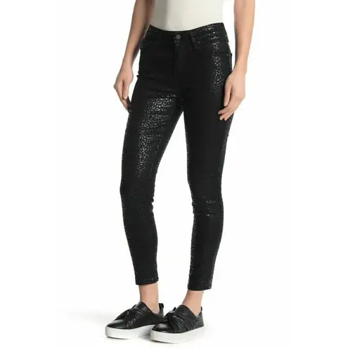 Levi’s Black 721 Skinny Cheetah Print Wild Cat Foil Design Pants Size 32 Black