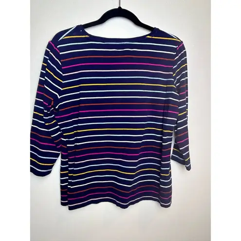 kim rogers  Striped Multicolor Rainbow Preppy Scoop Neck Blouse Size Medium