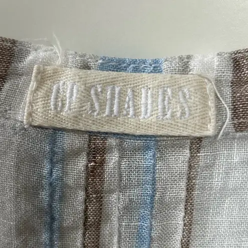 CP Shades Regina Striped V-Neck Cap Sleeve Pintuck Tunic Dress Medium Coastal