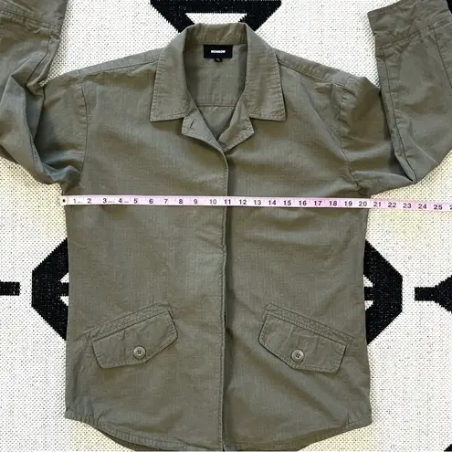 Monrow Vintage Cotton Shirt Jacket in Military Green Size XS