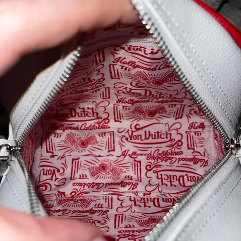 Von Dutch Crossbody Bowling Bag Flying Eye White Red Two Tone Y2K New With Tags