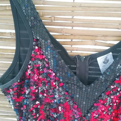 Spirit S/M Halloween Costume Fringe Red Black Flapper Dress w Beaded Frunge