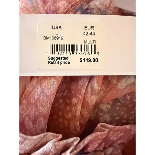 BB Dakota Steve Madden Boho Romantic Ruffle Midi Dress Pink Multi Large NWT