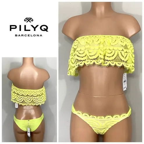 PilyQ New. yellow/green lace teeny bikini set. Large. Retail $168
