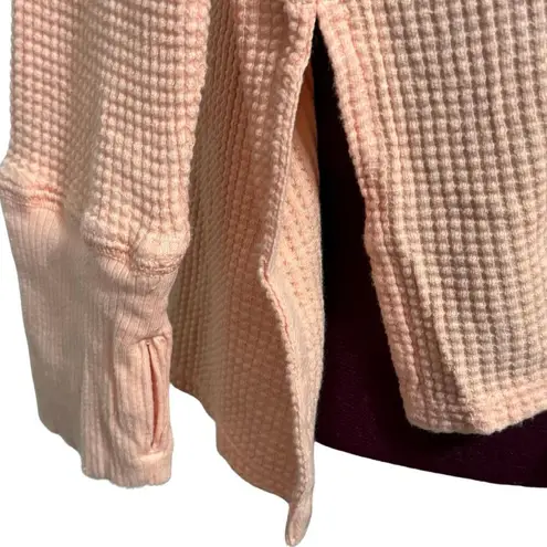 OFFLINE BY AERIE Peach Dance Club Graphic Waffle Knit Long Sleeve Tee NWT Small Pink