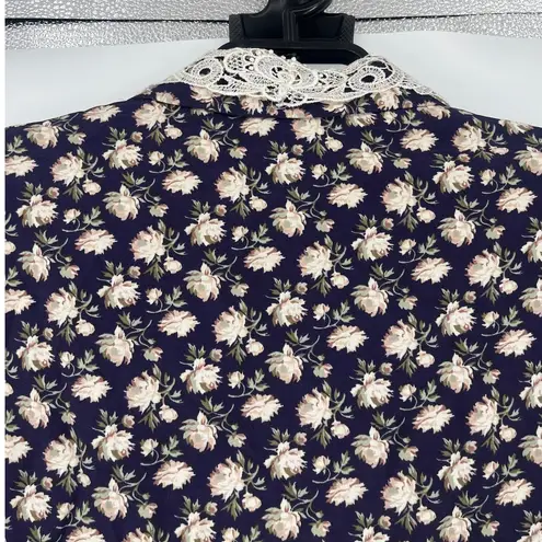 Vintage 90s A.S Elliot Cottagecore Top Sz 2X Coquette Whimsigoth Prairie Granny Blue