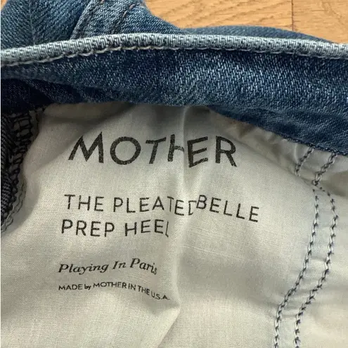 Mother x Clare V. Wide Leg jeans Pleated Belle Prep Heel Size 29 Playing in Blue