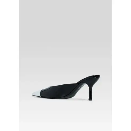 retrofete Allegra Leather Kitten Mule Black Womens Size 39 US 8