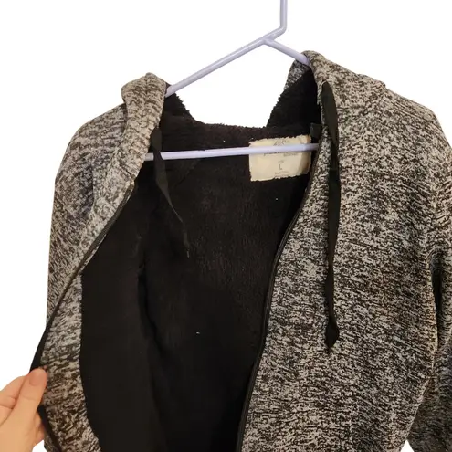 Jackson Hole Outerwear Heathered Gray Sherpa Line Full Zip Hooded Jacket Large