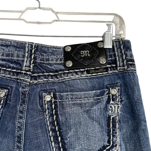 Miss Me Jeans Womens Boyfriend Shorts Size 27 Blue Distressed Cuffed Denim