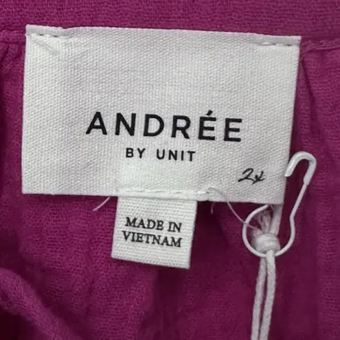Andree by Unit Pink Babydoll Flutter Sleeve Ruffle Top Size 2X Gauze NWOT - Image 6
