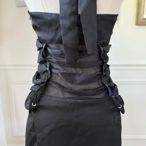 With Jean Black Harlow Dress Mini Lined Halter Sexy Gothic $249 XS