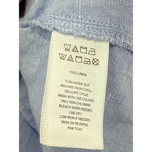 Sigrid Olsen 100% Linen Long Sleeve Tunic Top Size L Sky Blue Lagenlook Resort