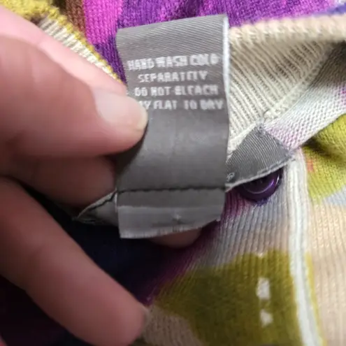 Kenar Purple & Olive Floral Print Cardigan Sweater Size Medium