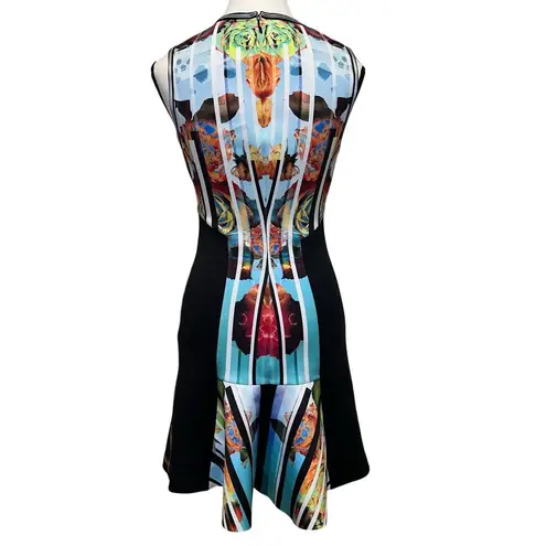 Clover Canyon Neoprene Scuba Sleeveless Peplum Dress Geometric Colorful Size S