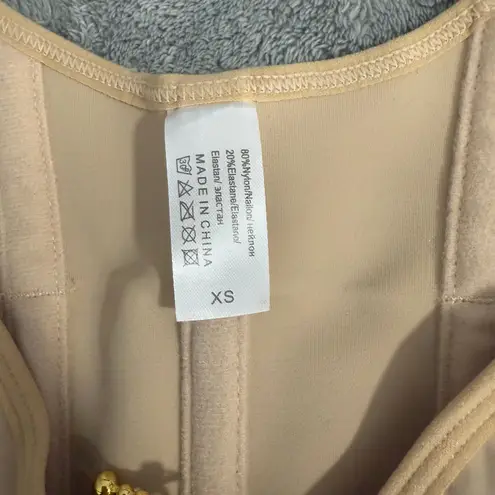 Shapshe Tummy Control Corset Short Shapewear Waist Trainer Full Zip, Tan, XS Tan