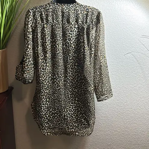 Wishful park #353  sheer animal printed adjustable sleeve top size small