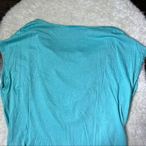 Splendid Sky Blue Sleeveless Cowl Neck Cotton Blend Top