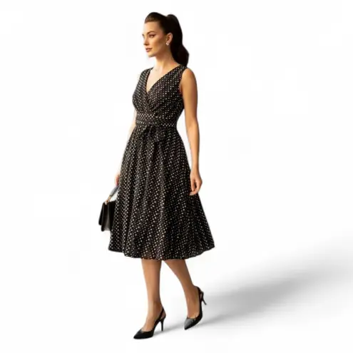 SOUP polkadot dress XS lace bottom retro style Black and White