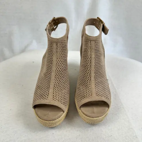 Unisa Espadrille Wedge Sandals Ankle Strap Peep Toe Taupe Beige Women6.5M Shoes