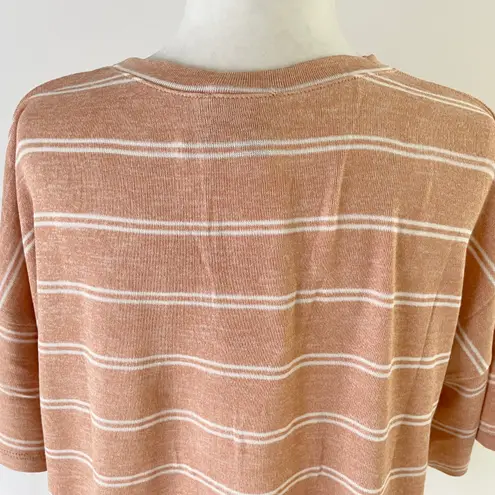 Lumière New Tie Back Ruffle Hem Short Sleeve Top Striped Knit Amber