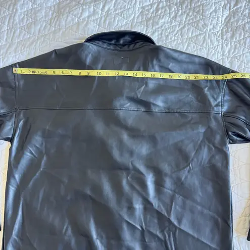 Thread & Supply Vegan Leather Womens Shacket Size L Shirt Jacket Classic Moto Black Size L