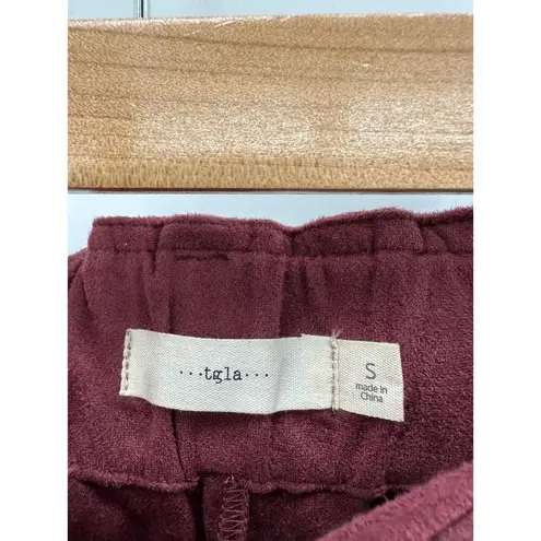 tgla Womens Paperbag Shorts Size S Wine Faux Suede Belted Casual High Waisted Purple