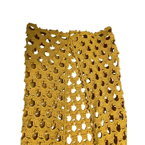 Vintage Handmade Crochet Vest Cardigan Mustard Yellow Size M/L Size L