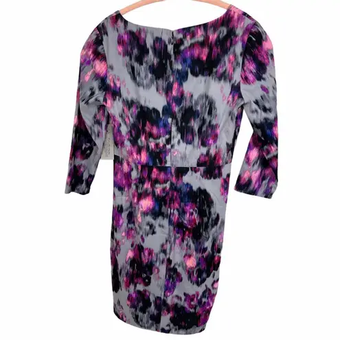 NYDJ Mini Dress Sylvia Berry Tweed V-Neck Side Twist Slimming Size 4 PETITE NEW