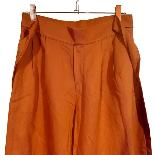 Amour Vert Frankie Cropped Wide Leg Cotton Linen Pants in Terracotta
