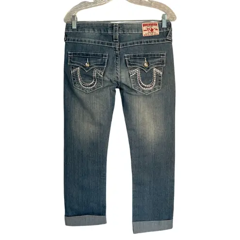 True Religion  Womens Jeans Size 29 Blue Low Rise Crop Straight Leg Joey Super T