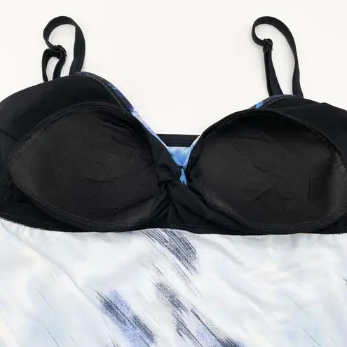 Coco Beach Womens Tankini Swim Top Size XLarge Blue Twist Front Built In Bra