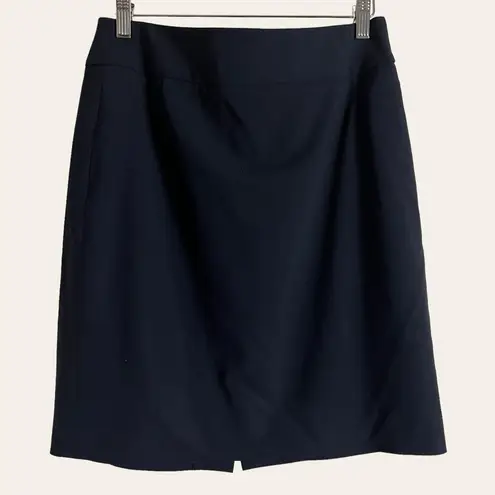 Hugo Boss BOSS Solid Navy Blue Virgin Wool A-Line Pencil Skirt Size 8