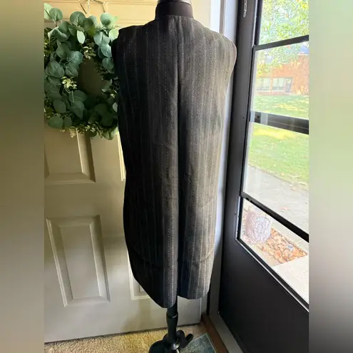 Vintage 90s Worthington pinstriped sleeveless button down vest dress, size 12 Black