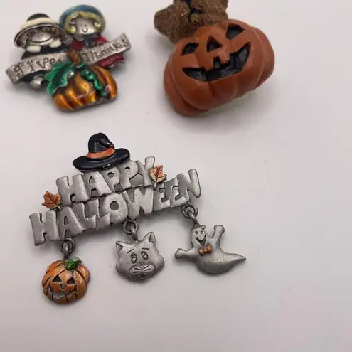 Lot Of 3 Brooch Pins Thanksgiving Give Thanks / Happy Halloween