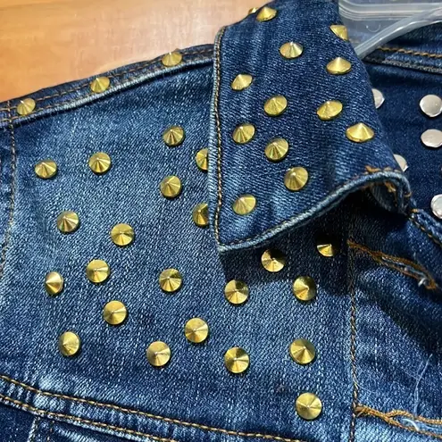 36.5 36 point 5 Gold Studded Jean Jacket Denim Coat Size XS