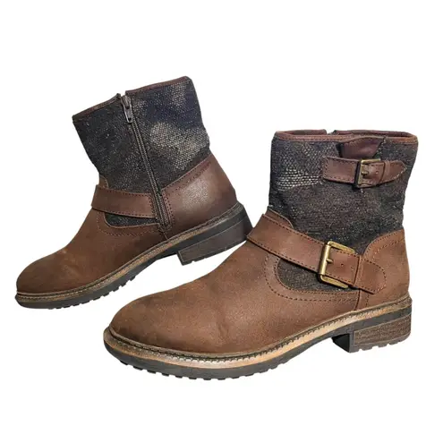 White Mountain Boots Womens Size 9 Brown Carlin Ankle Buckle Zip Booties Casual