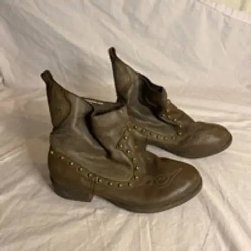 Yellow Box Boho Western Festival Brown Leather Studded Ankle Boots Gypsy 05 Size 7